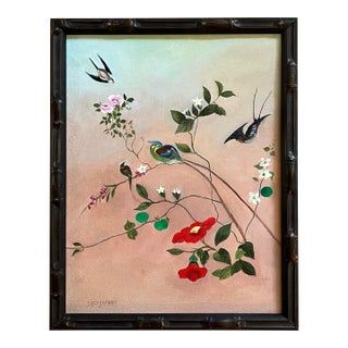 Oil Painting of Exotic Birds by Satori Gregorakis For Sale