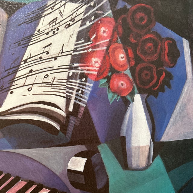 Genuine Lithograph on Canvas by Erik Freyman “ Sonata “ Cubist Style Signed Framed Circa 1998 For Sale - Image 9 of 12