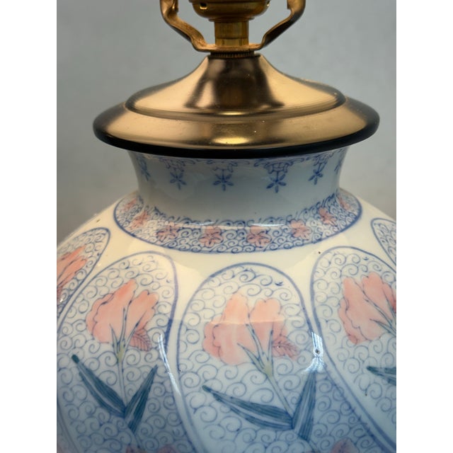 Blue Chinoiserie Ceramic Table Lamp For Sale - Image 8 of 12