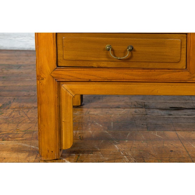 19th Century Chinese Qing Dynasty Light Lacquer Cabinet with Doors & Drawers For Sale - Image 4 of 13