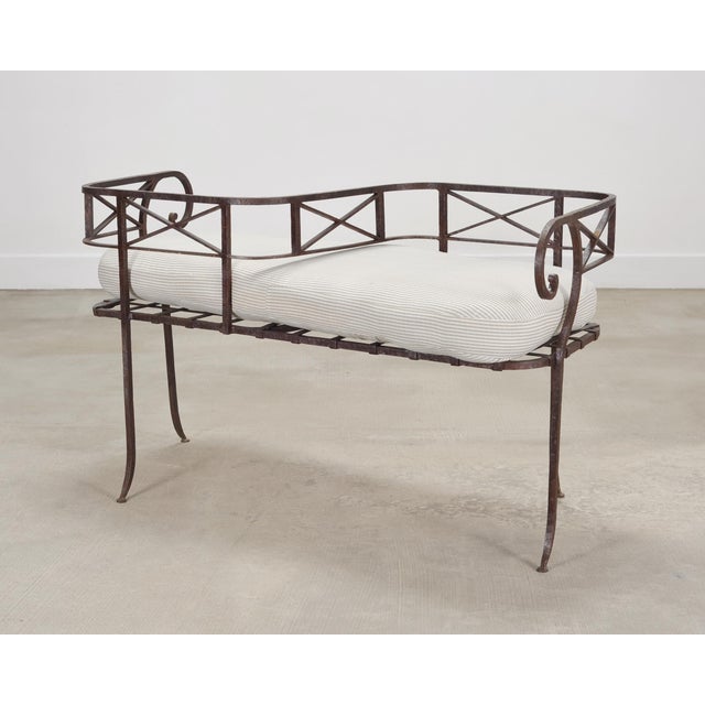 Neoclassical 20th C. French Neoclassical Iron Tête-À-Tête Garden Bench For Sale - Image 3 of 18