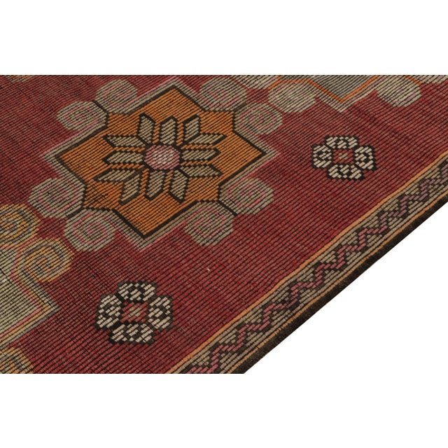 1950s Vintage Cecim Kilim Rug in Red, Brown Tribal Geometric Floral Pattern For Sale - Image 5 of 6