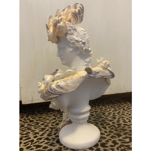 Plastic Shell Encrusted Bust With Amethyst Accent For Sale - Image 7 of 8