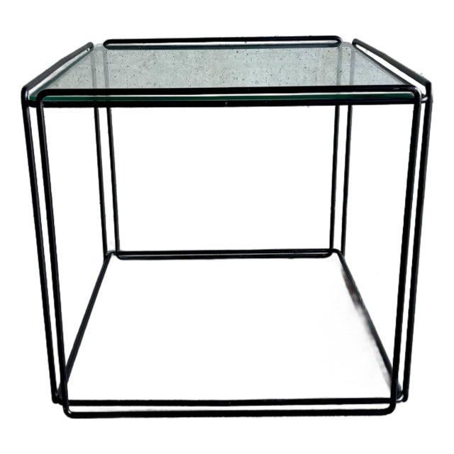 Vintage French Modern Iron & Glass “Isocele” Side Table Attributed to Max Sauze For Sale