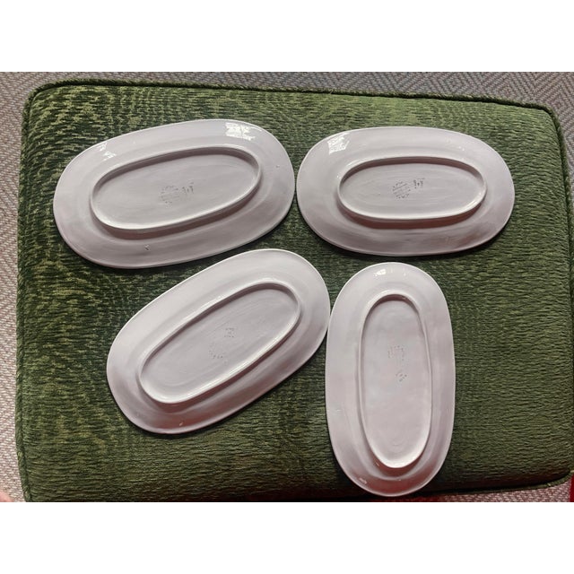 These beautiful plates are Italian made with markings on the bottom. Each has a pair of tromp l’oeil asparagus spears of...