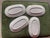 These beautiful plates are Italian made with markings on the bottom. Each has a pair of tromp l’oeil asparagus spears of...