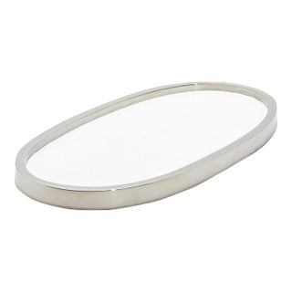 Oval Tray in White Shagreen With Polished Stainless Steel by Kifu Paris For Sale
