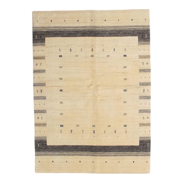 Vintage Hand-Knotted Persian Gabbeh Rug 4'8" X 6'7" For Sale