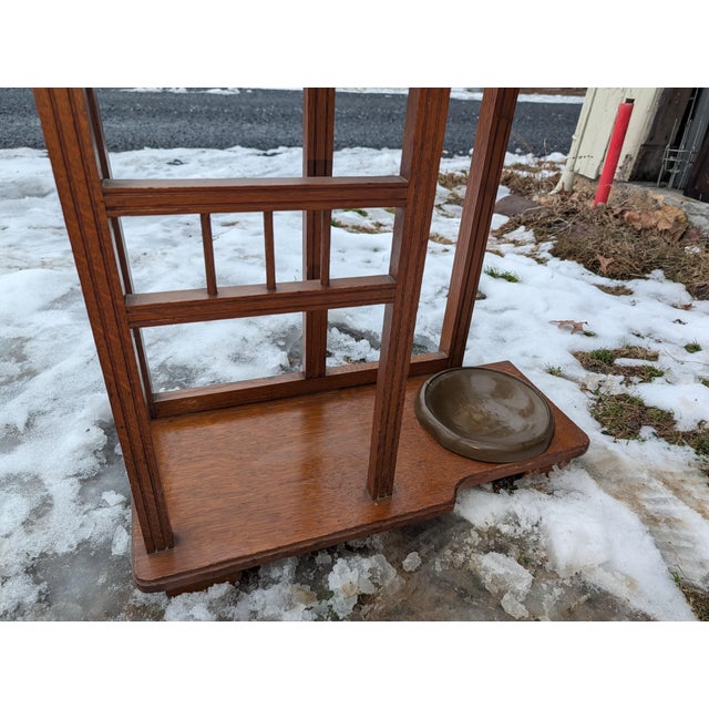 19th Century Victorian Hoffmeir Furniture Hall Tree With Marble Top & Umbrella Stand For Sale - Image 10 of 18