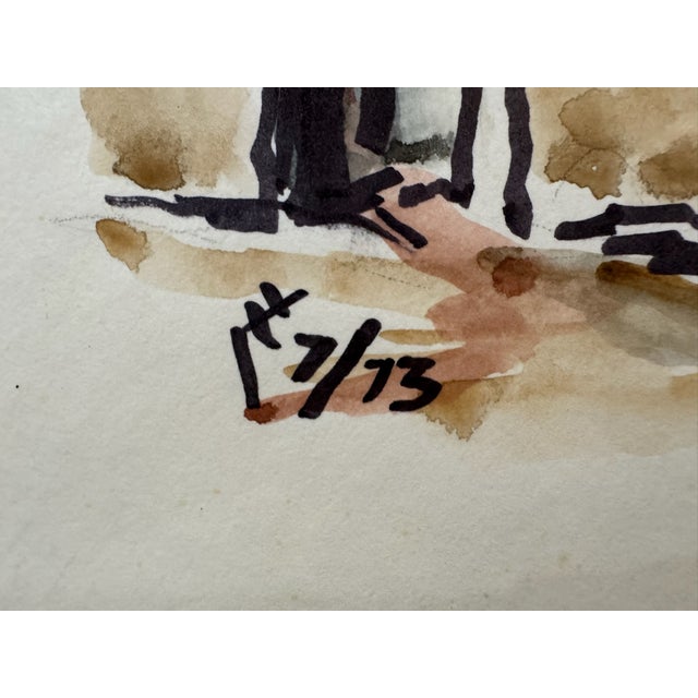 1970s Henry Emil Salloch Original Watercolor on Paper Traditional Castilian Village, 1973. For Sale - Image 5 of 6