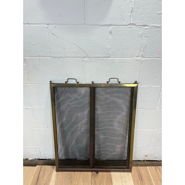 Metal Brass 3 Panel Folding Fire Screen Mesh Insert For Sale - Image 7 of 10