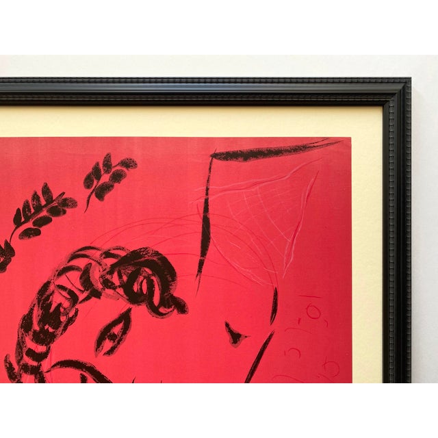 Marc Chagall Vintage 1959 Mourlot Fine Art Lithograph Print " the Painter in Rose " Framed Mid Century Modernist Paris Exhibition Poster For Sale - Image 10 of 15