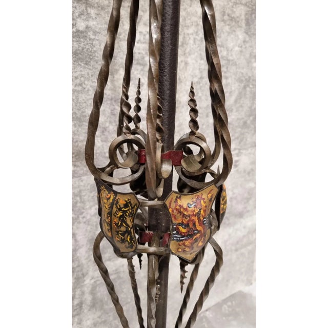 Black Arts and Crafts Wrought Iron Floor Lamp For Sale - Image 8 of 11