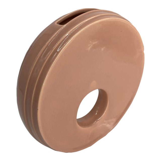 Mid-Century Ceramic Haeger Circular Pink Vase For Sale