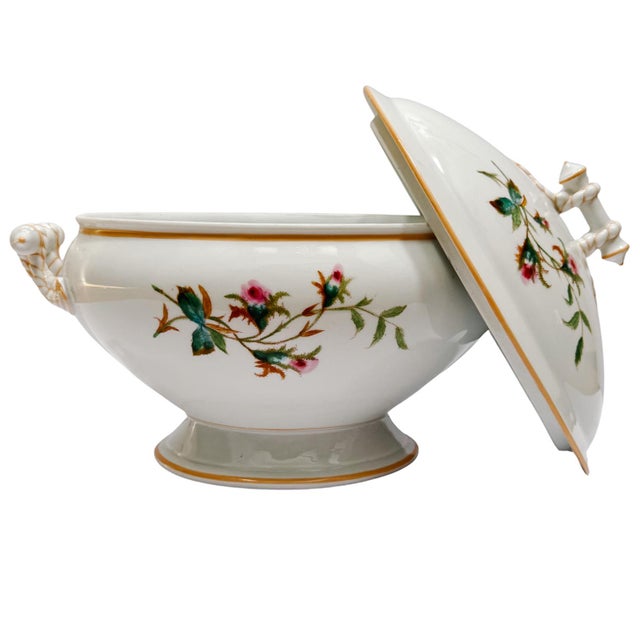 Beautiful antique porcelain soup tureen by Haviland & Co. Limoges made in France during the late 19th century. Features a...