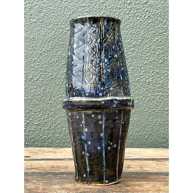 Mid-Century Modern Vintage Original Studio Pottery Vase For Sale - Image 3 of 12