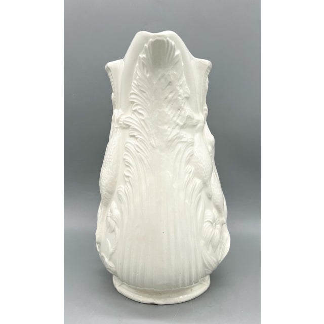 French Country Vintage Cream Ceramic Game Bird Pitcher With Dog Handle — Rustic European / English Sporting For Sale - Image 3 of 13