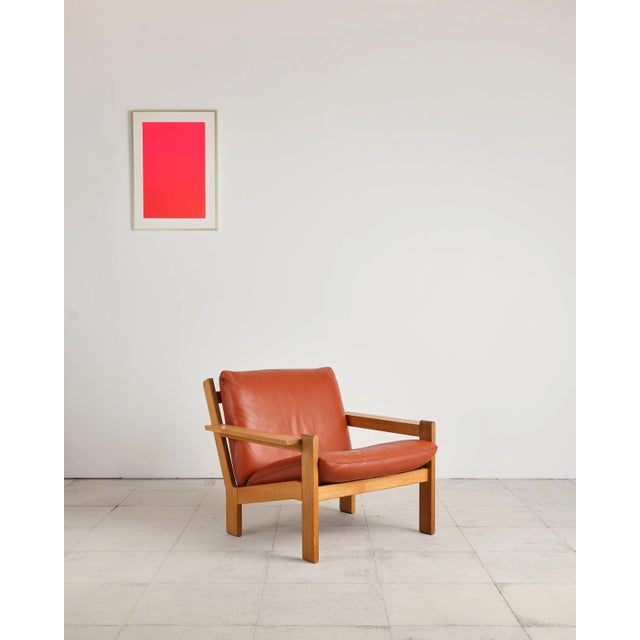 Mid-Century Modern Brutalist Lounge Chair in Oak and Leather by Tage Poulsen, Denmark, 1970s For Sale - Image 3 of 16