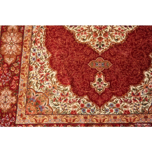 Persian Nazmiyal Collection 1950s Floral Vintage Persian Silk Qum Rug For Sale - Image 3 of 6