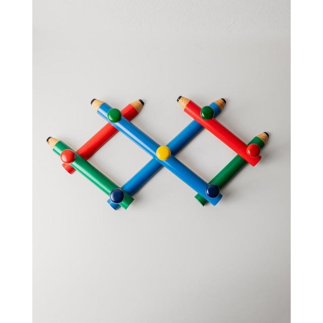 Postmodern Extendable Pencil Coat Rack with 7 Knobs by Pierre Sala, 1980s For Sale - Image 11 of 12