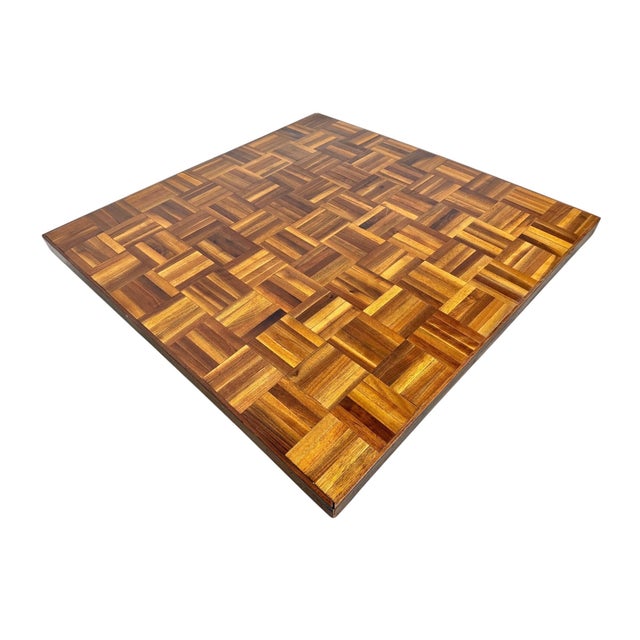 1960s Mid-Century Modern Butcher Block Parquet Walnut Coffee Table For Sale - Image 5 of 8