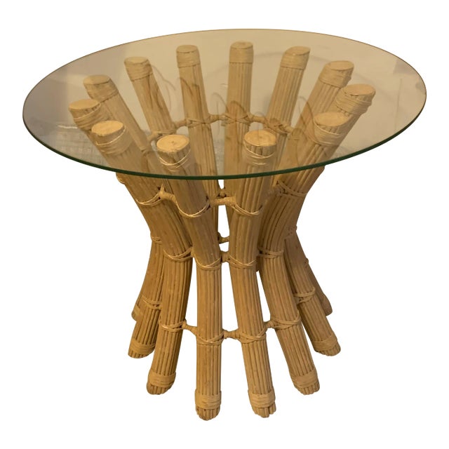 1960s Mid Century McGuire Style Sculptural Side Table For Sale