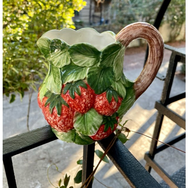Vintage Bassano HandPainted Ceramic Strawberry Pitcher Chairish