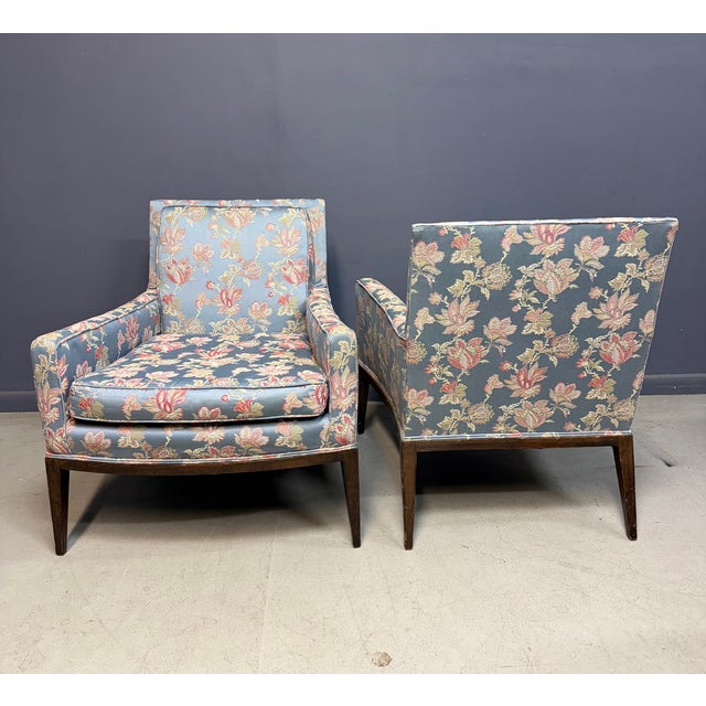 Wood Pair of Walnut Framed Lounge Chairs by Harvey Probber Mid Century, Attributed For Sale - Image 7 of 11