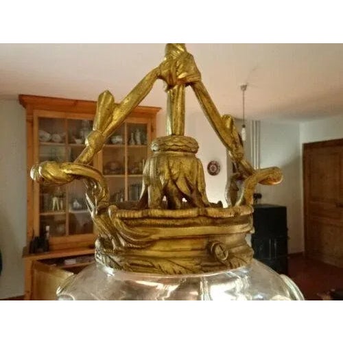 Bronze Circa 1870 French Napoleon III Crystal & Gilt Bronze Lantern/ Plafonnier Unsigned Baccarat For Sale - Image 8 of 10