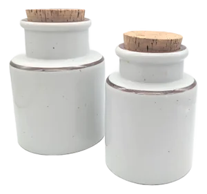 1970s Japanese Stoneware Kitchen Canisters With Cork Lids, Set of 2