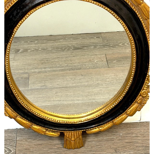 Carvers' Guild Louis XVI Style Giltwood & Ebonized Oval Wall Mirror, Circa 1965 For Sale In West Palm - Image 6 of 10