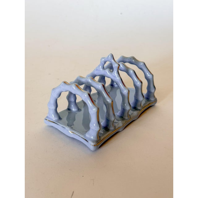 Late 19th Century Antique French Limoges Lavender Blue Ceramic Toast Rack / Letter Holder For Sale - Image 5 of 14