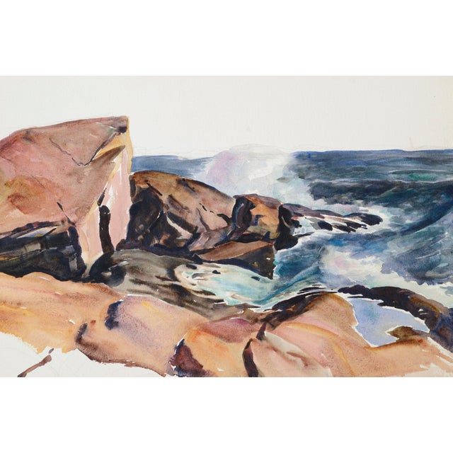 Incoming Tide by Joseph Yeager (early-mid 20th Century) on heavy bond watercolor paper with ragged edges. No frame....