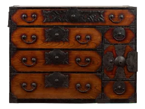 Japanese Meiji Period Keyaki Wood Tansu Clothing Chest in the Sendai Style