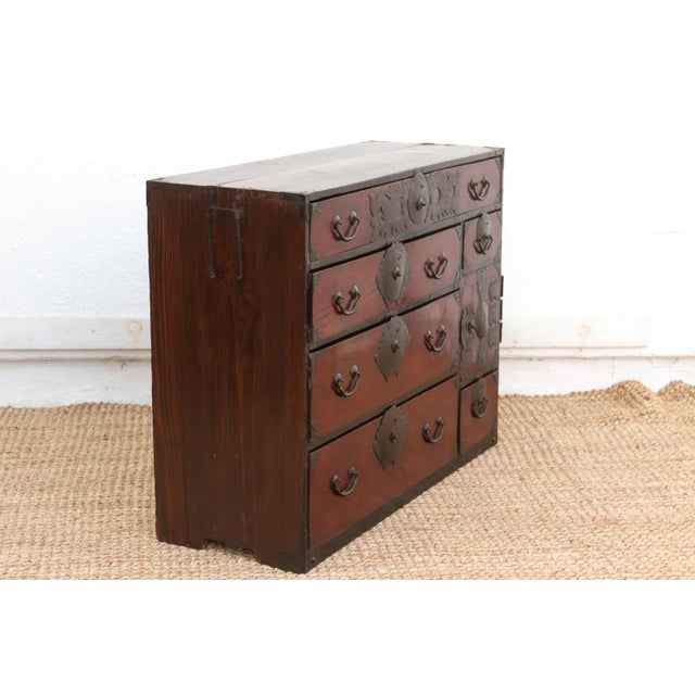 19th Century Antique Japanese Metal-Bound Tansu Dresser For Sale - Image 5 of 8
