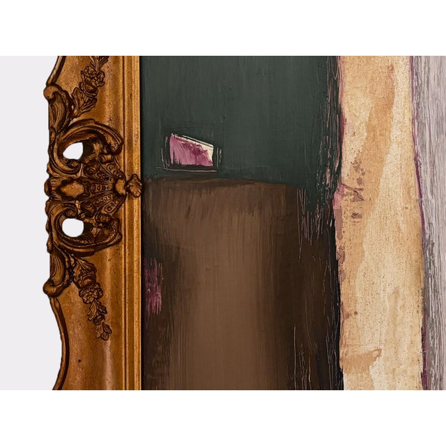 2020s "Down to Earth" Abstract Painting in Antique Frame, Transitional Original Art by JTS For Sale - Image 5 of 10