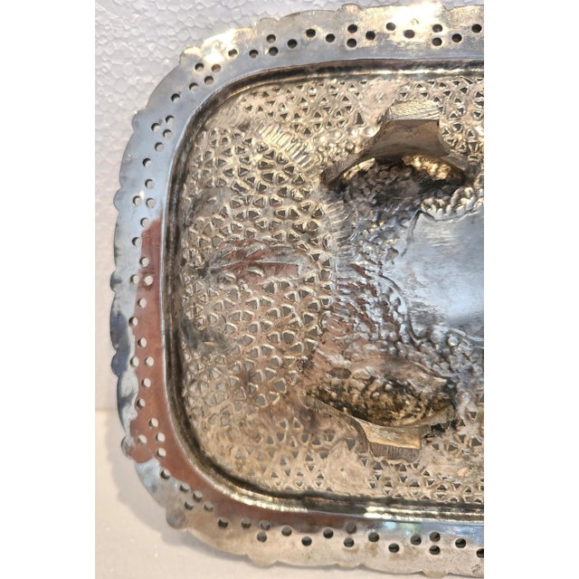 Metal Antique Early 20th Century Pierced Footed Silver Plate Dish For Sale - Image 7 of 8