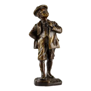 1910s "Je M'En Fous" Bronze Sculpture of a Boy Signed Picciole With Foundry Coin Mark