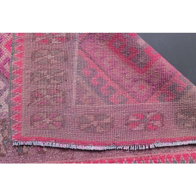 Textile 1970s Vintage Turkish Oushak Diamond Wool Runner For Sale - Image 7 of 11