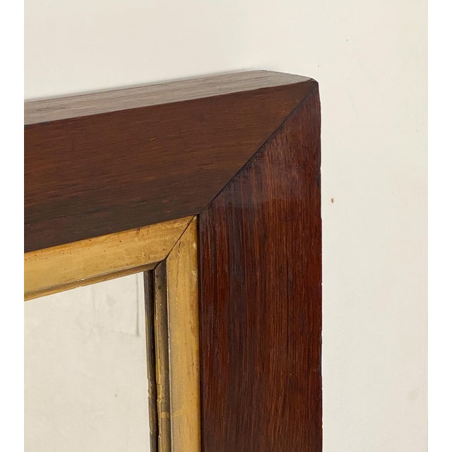 English Large English Rectangular Mirror With Mahogany and Gilt Frame (H 41 1/4 X W 35) For Sale - Image 3 of 8