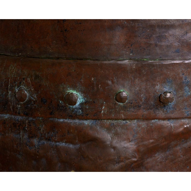 Black Large Antique Early 19th Century Hand-Hammered Copper Planter with Forged Iron Handles, Italy For Sale - Image 8 of 12
