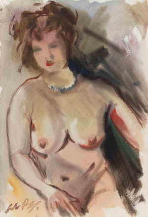 Carlo Ravagnan, Nude, Watercolor, 1965