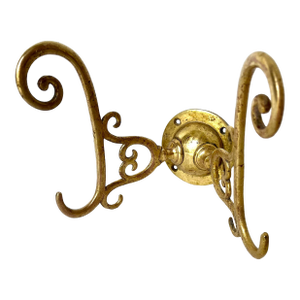 Antique Early 1900s Brass Wall Double Coat Hook