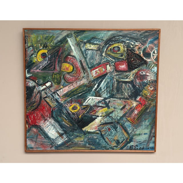Bengt Fredriksson, Composition, 1960s, Oil on Canvas For Sale - Image 16 of 18
