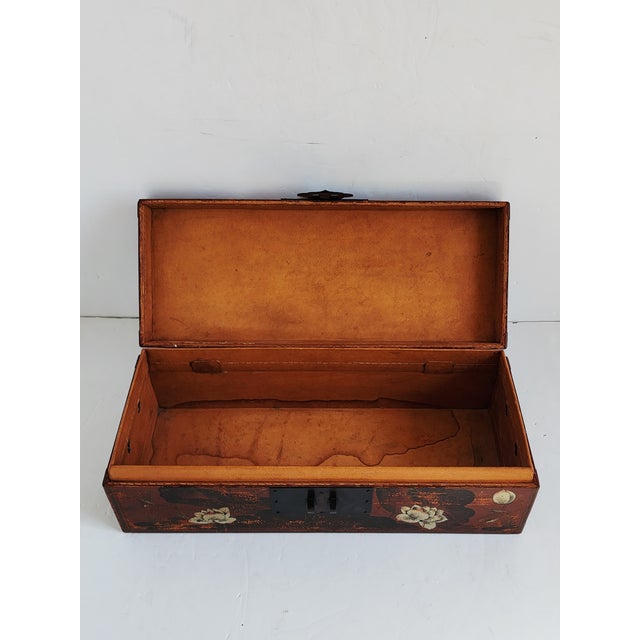 Vintage Leather Handpainted Chinese Box For Sale - Image 12 of 12