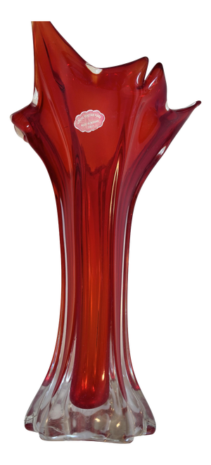 Submerged Blown Red Murano Glass Vase, 1960s
