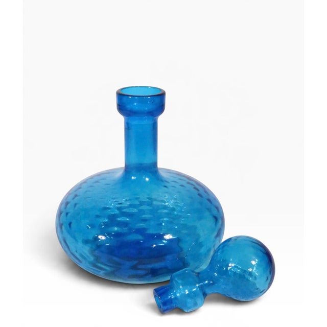 Glass Mid Century Empoli Art Glass Bottle Diamond Cut Optic C. 1960's For Sale - Image 7 of 8