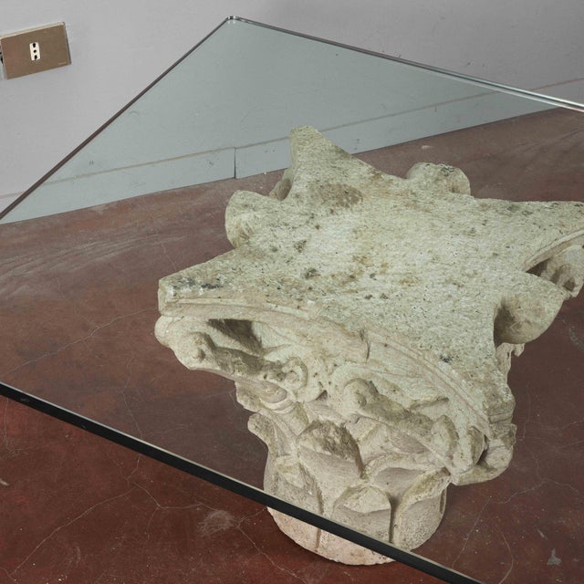 White Stone Capital Coffee Table with Large Thick Glass Top For Sale - Image 6 of 18