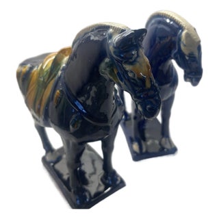 2 Terra Cotta Warrior War Horses With People Figures For Sale