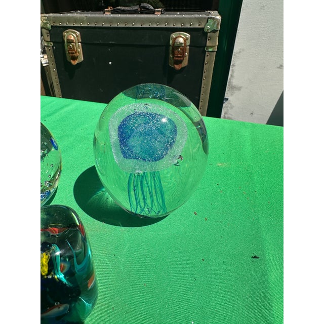 1970s Trio of Glass Colorful Nautical Style Paperweights For Sale - Image 5 of 7